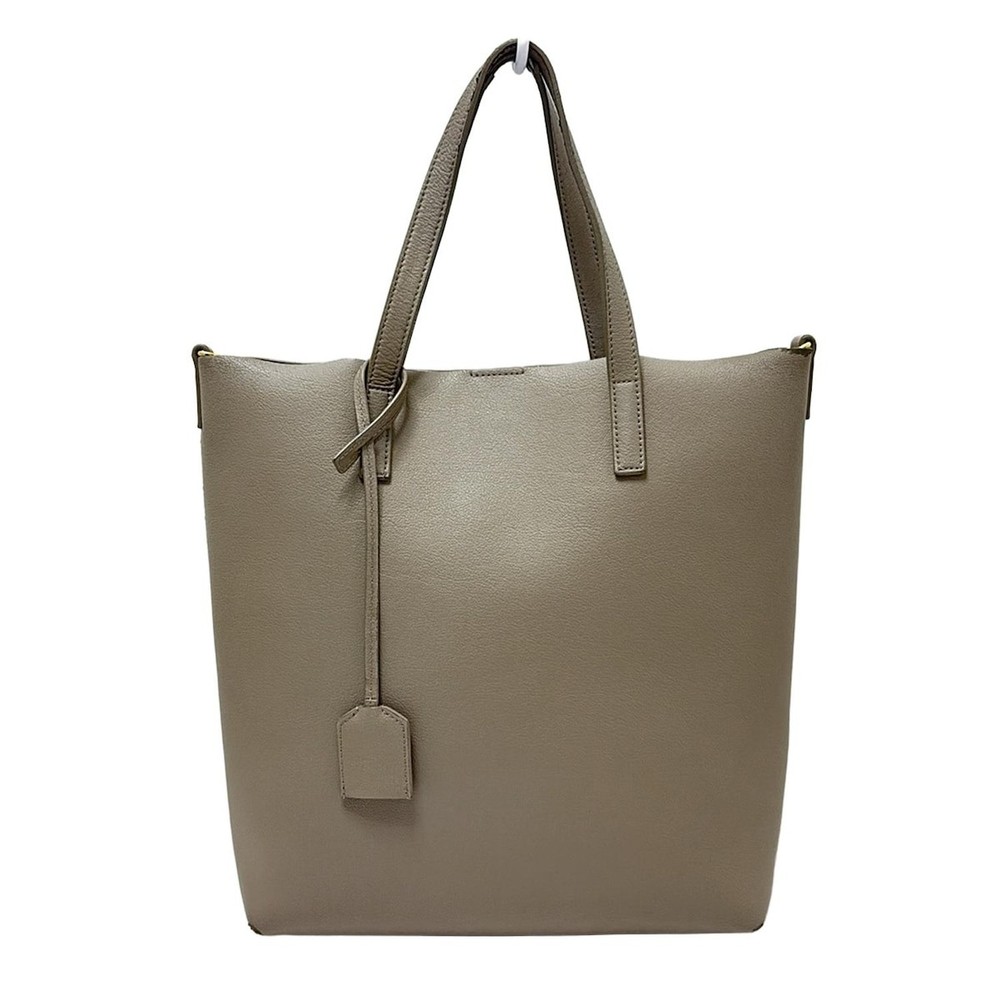 SAINT LAURENT PARIS Toy Shopping Tote Bag in Gray Beige Leather 600307