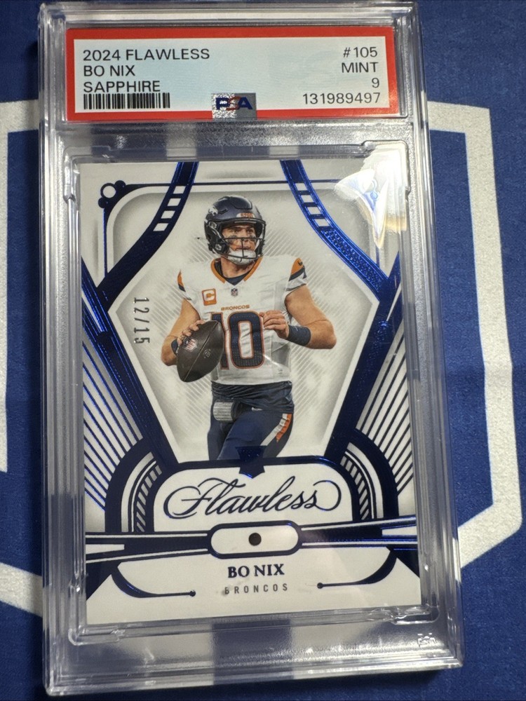 2024 Panini Flawless Rookie Bo Nix Sapphire /15 PSA 9 POP 1 🔥