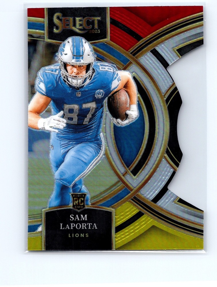 2023 Select - Premier Level Sam LaPorta #106 Red & Yellow Prizm Die-Cut (RC)