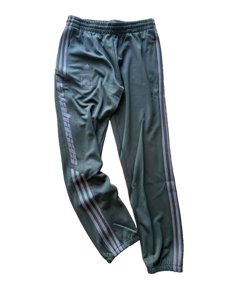 Adidas Size Medium Calabasas Joggers Green 3 Stripe Zipper Pockets