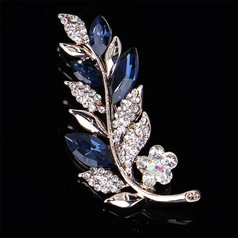 Creative Fashion Leaf Brooch Wedding Bouquet Corsage Crystal Brooch Accessories