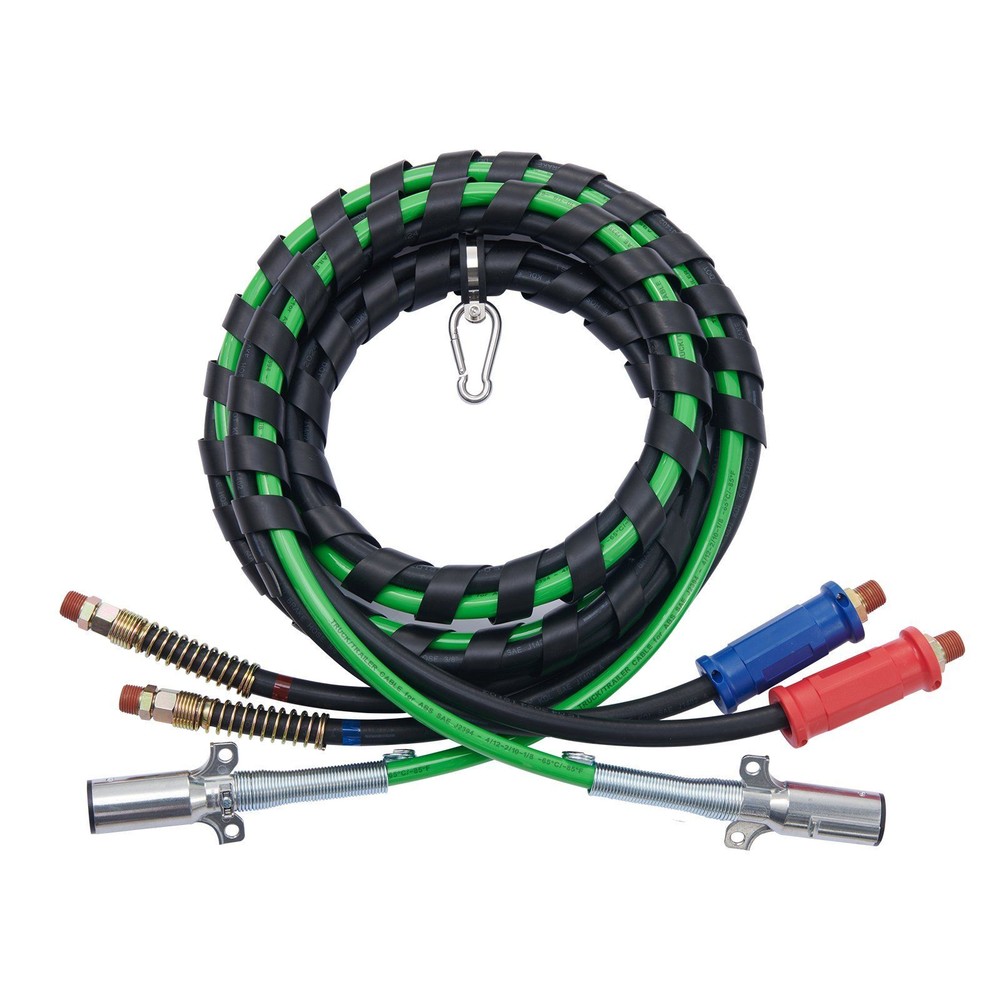12FT Semi Truck 3-in-1 Rubber Air Hoses & 7-Way ABS Power Line Kit