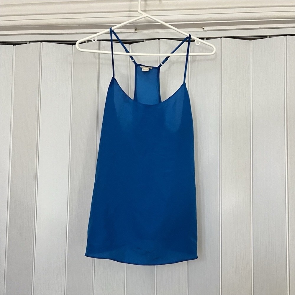 J.CREW Blue Chiffon Camisole Tank Top Scoop Neck Pullover Solid Womens Sz 2