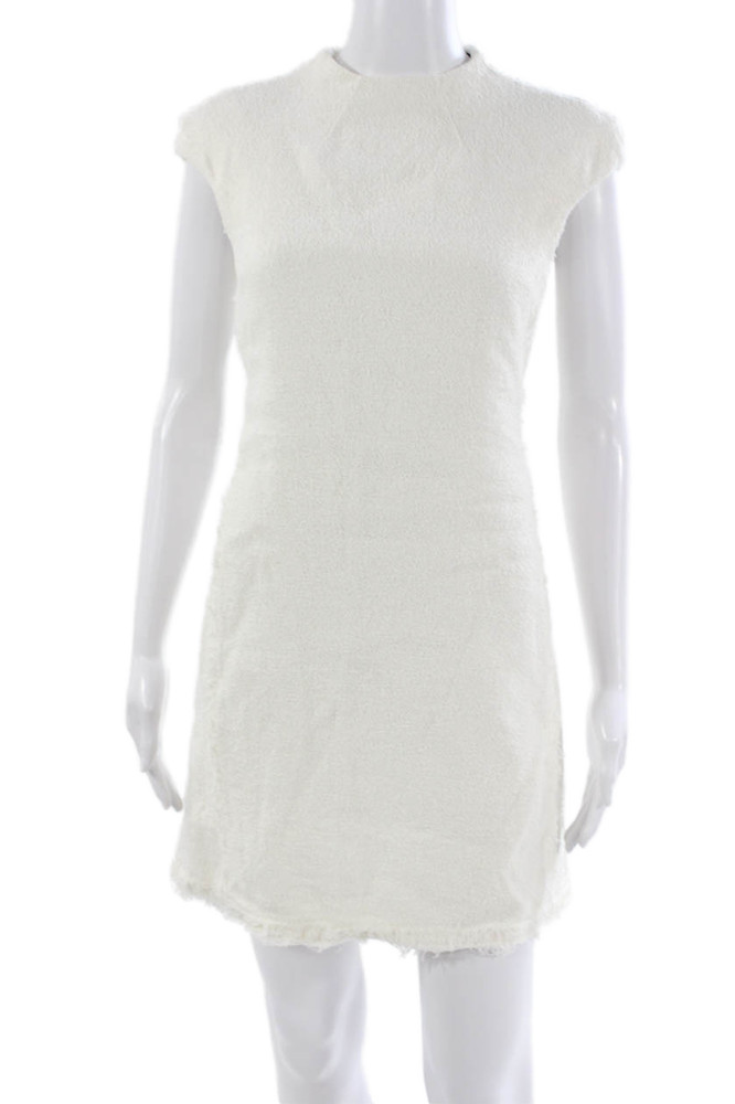 Theory Womens Shift Dress White Cotton Crew Neck Short Sleeve Zip Size 2Free Shipping in US $100+ Orders | $6.95 Orders Below