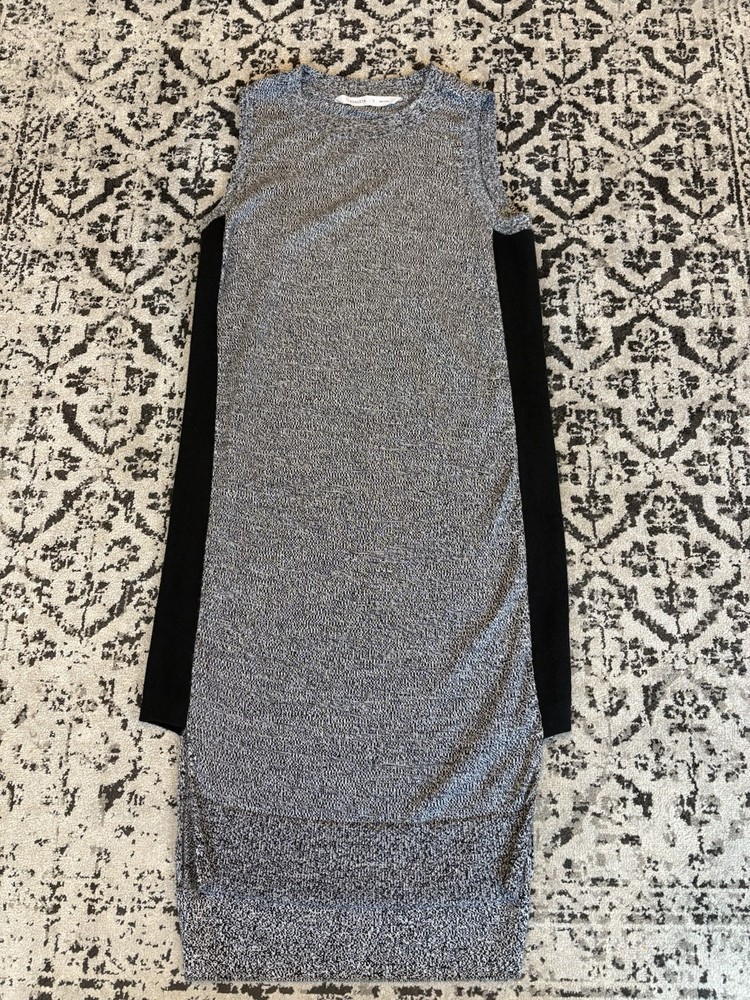 Athleta Dress Merino Wool Sleeveless Sweater Knit Midi Size Small Gray Black