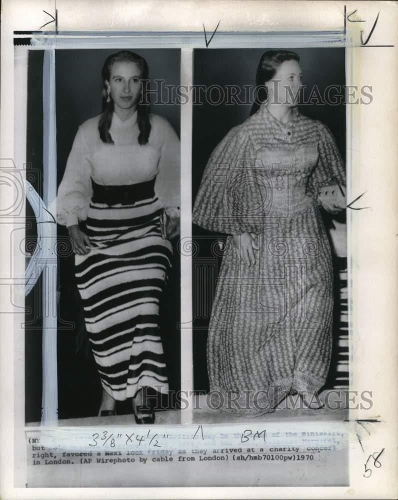 1970 Press Photo England's Princesses Ann & Margaret at London charity concert