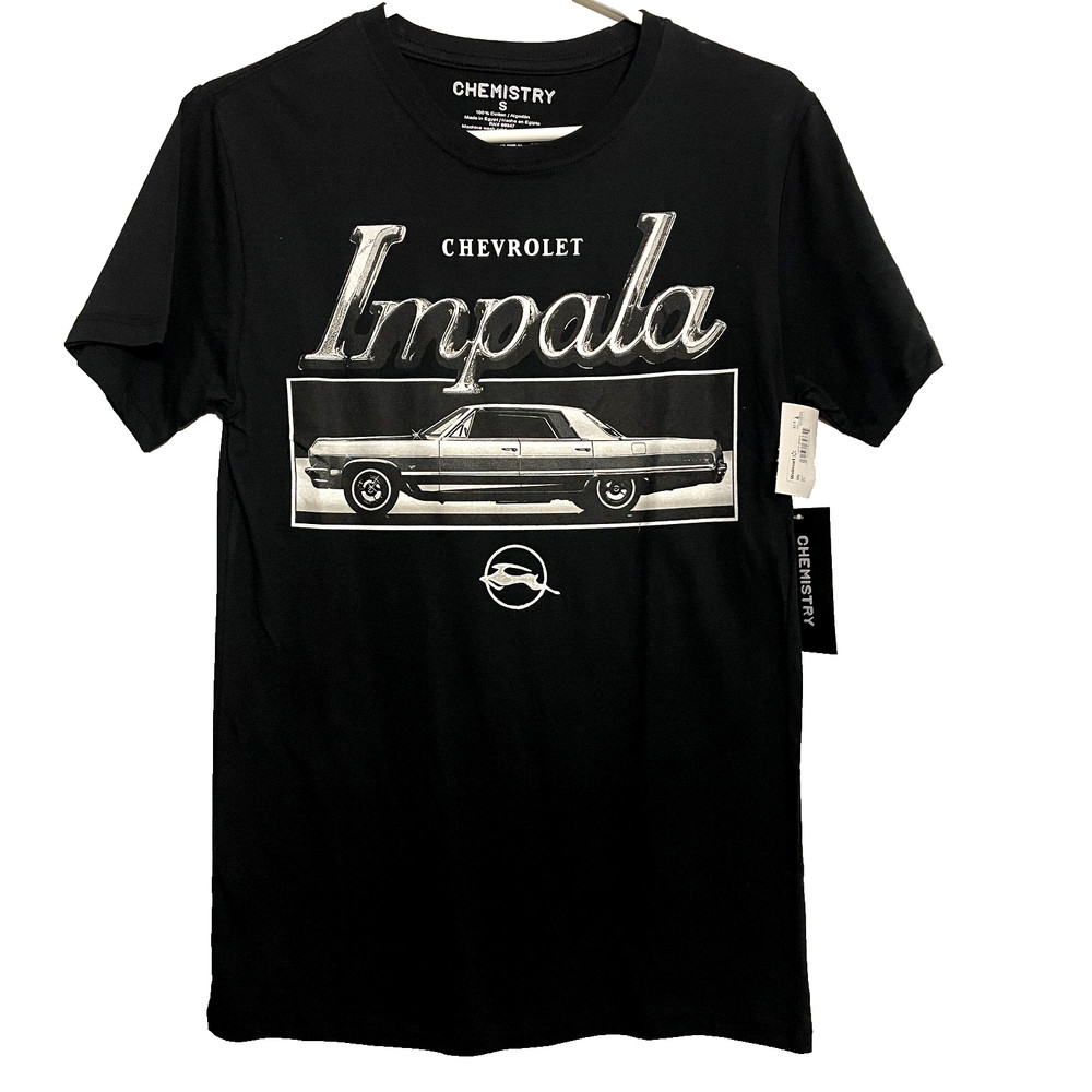 NEW w TAGS Mens T-Shirt 1964 Chevy Impala SS Classic Car SM Short Sleeve Black