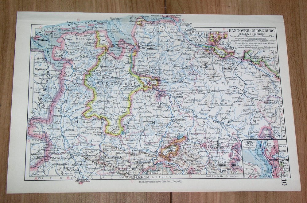 1928 Vintage Map Of Lower Saxony Niedersachsen Oldenburg Hanover Germany