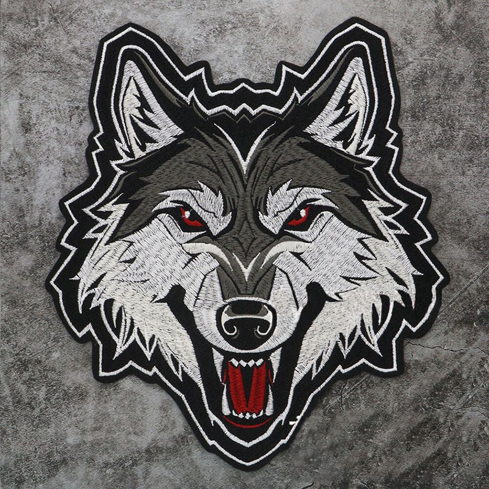 Large Fierce Wolf Head Embroidered Patch Iron On / Sew On 11