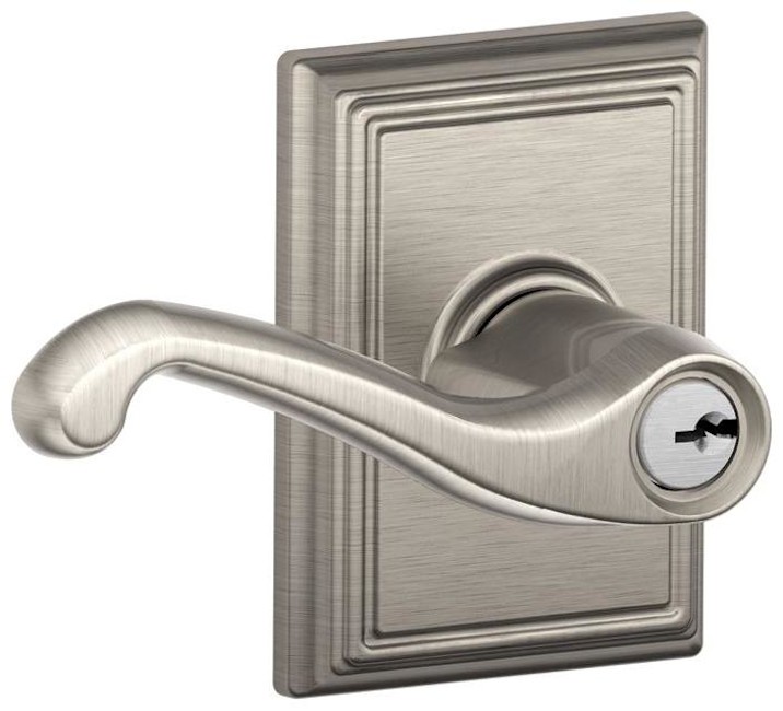 Schlage F51-FLA-ADD Flair Keyed Entry Door Lever in Nickel Finish