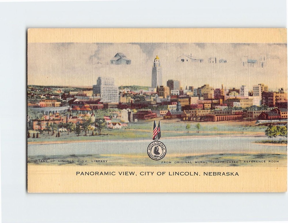 Postcard Panoramic View City of Lincoln Nebraska USA