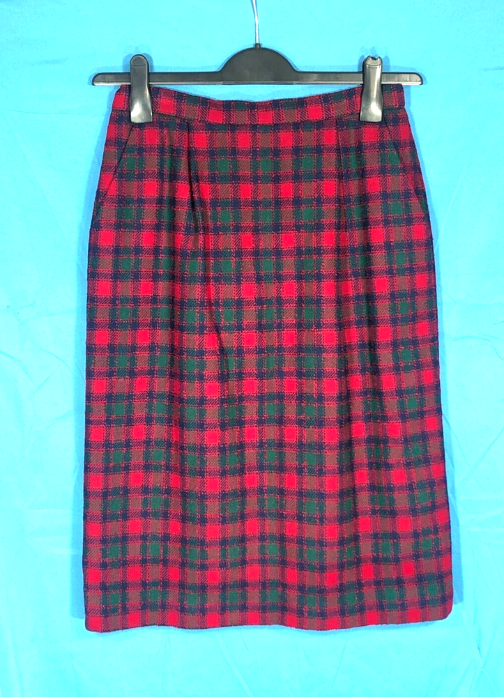 VTG PENDLETON CLASSIC Lined WOOL BLEND Red/Multi PLAID Straight/Pencil Skirt  6