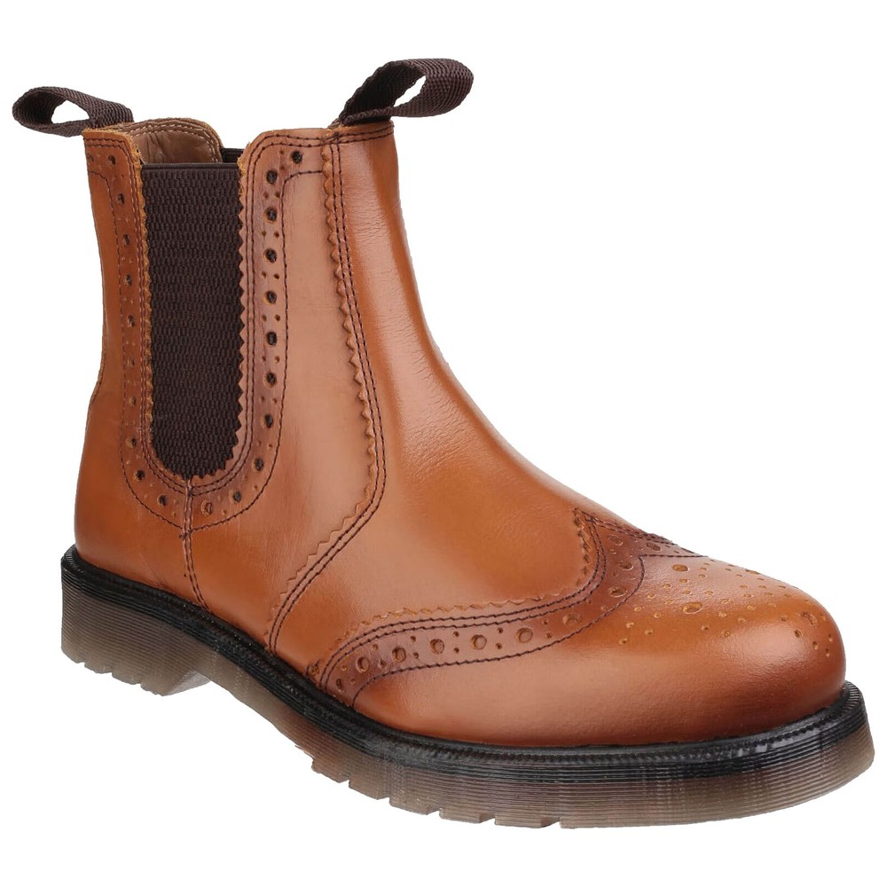 Amblers Dalby Brogue Leather Chelsea Boots for Men and Women Slip On Style