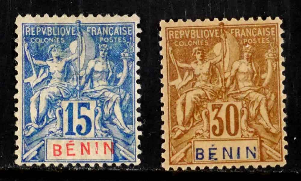 Benin, France: 1894 Classic Era Stamp Unused Scott #38,41 Cv $28 Sound