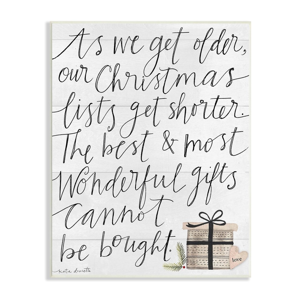 Stupell Christmas Lists Shorter Motivational Phrase Grey 13x19 Wall Art