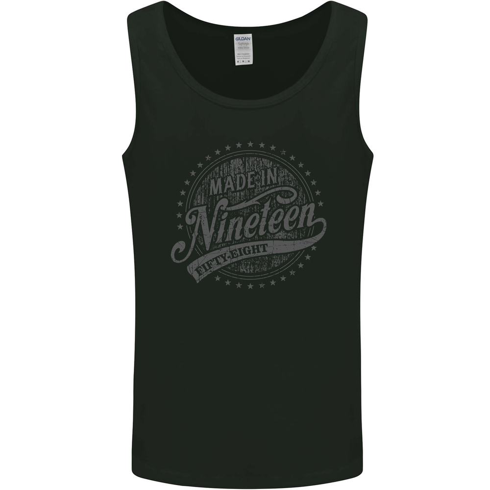 Distressed 67th Birthday Made In 1958 Mens Vest Tank Top Black