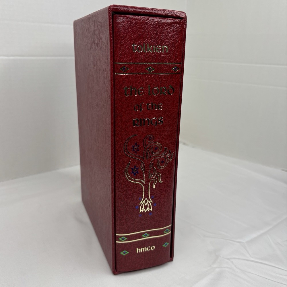 J.R.R. Tolkien El Señor de los Anillos Edición Coleccionista 1987 en Cuero Rojo con Mapa HMCO
