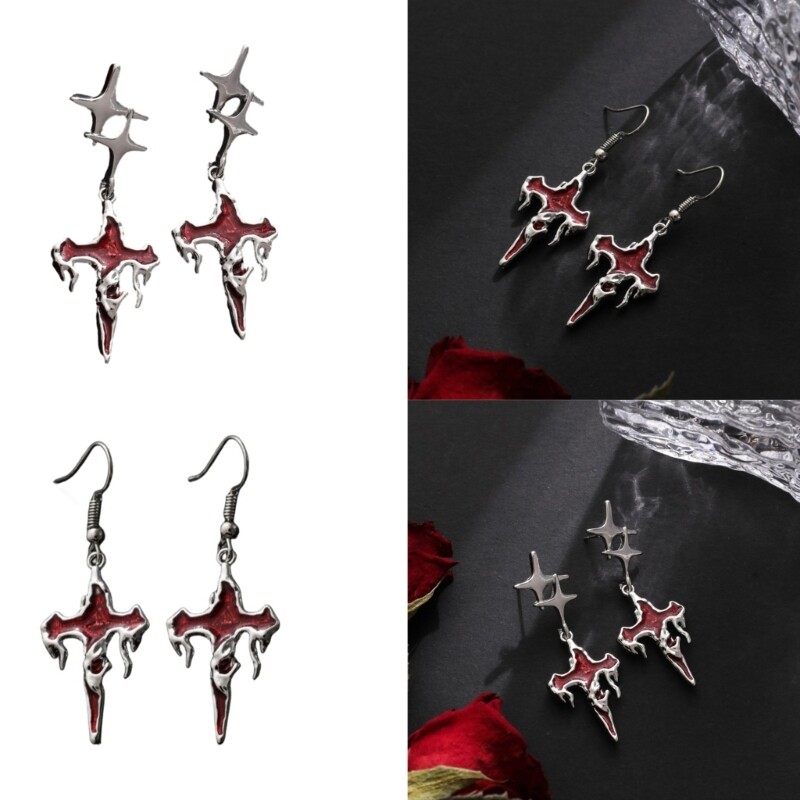Trendy Gothic Halloween Jewelry Set with Clavicle Chain Bangle and Earrings  