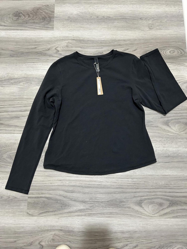 NWT SKIMS 2XL black Cotton Jersey Long Sleeve T-Shirt in Black, Size 2X