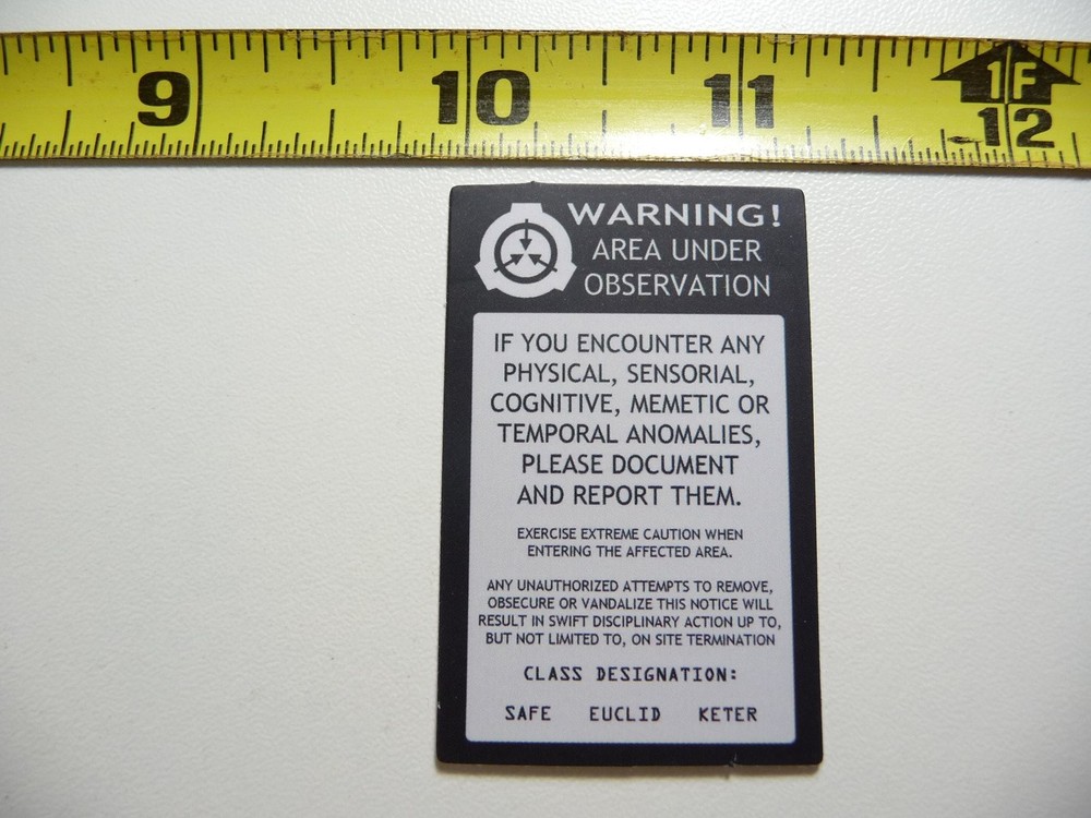 Temporal Anomalies Warning Area Under Observation Decal Sticker Mini