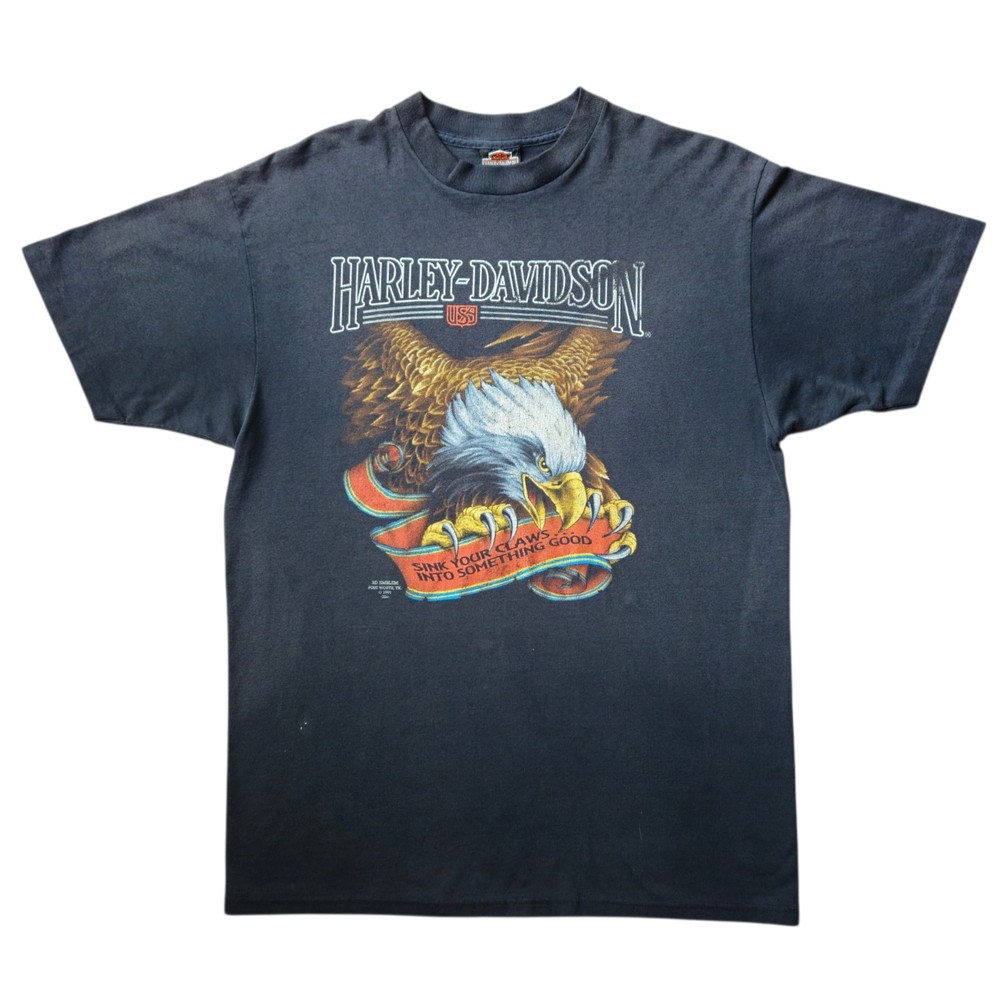 Vintage 3D Emblem Harley Davidson Sink Your Claws Eagle T Shirt 1991