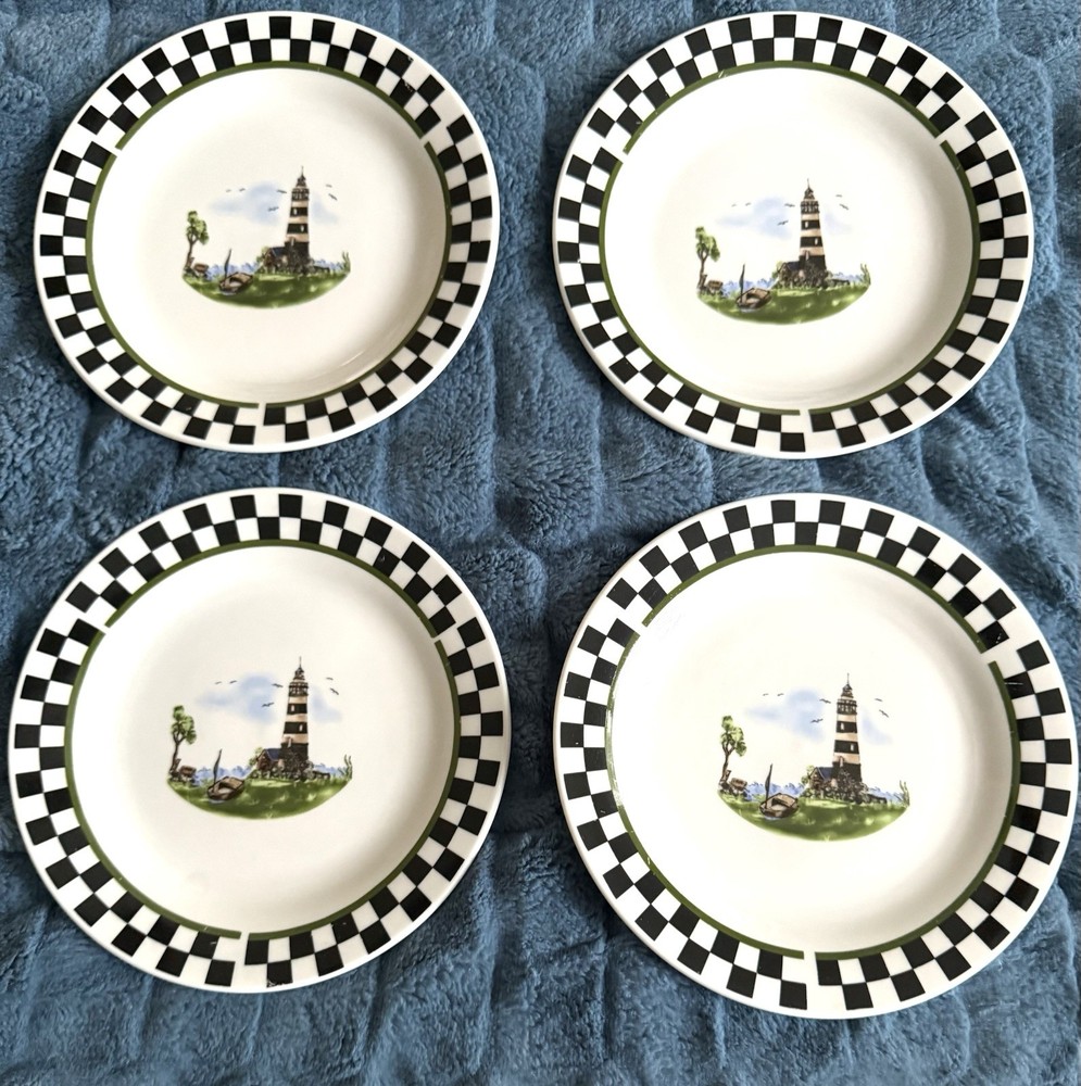 Alco Set of 4 Lighthouse & Sea Scene 7” Salad/Bread/Dessert Plates-ZZ