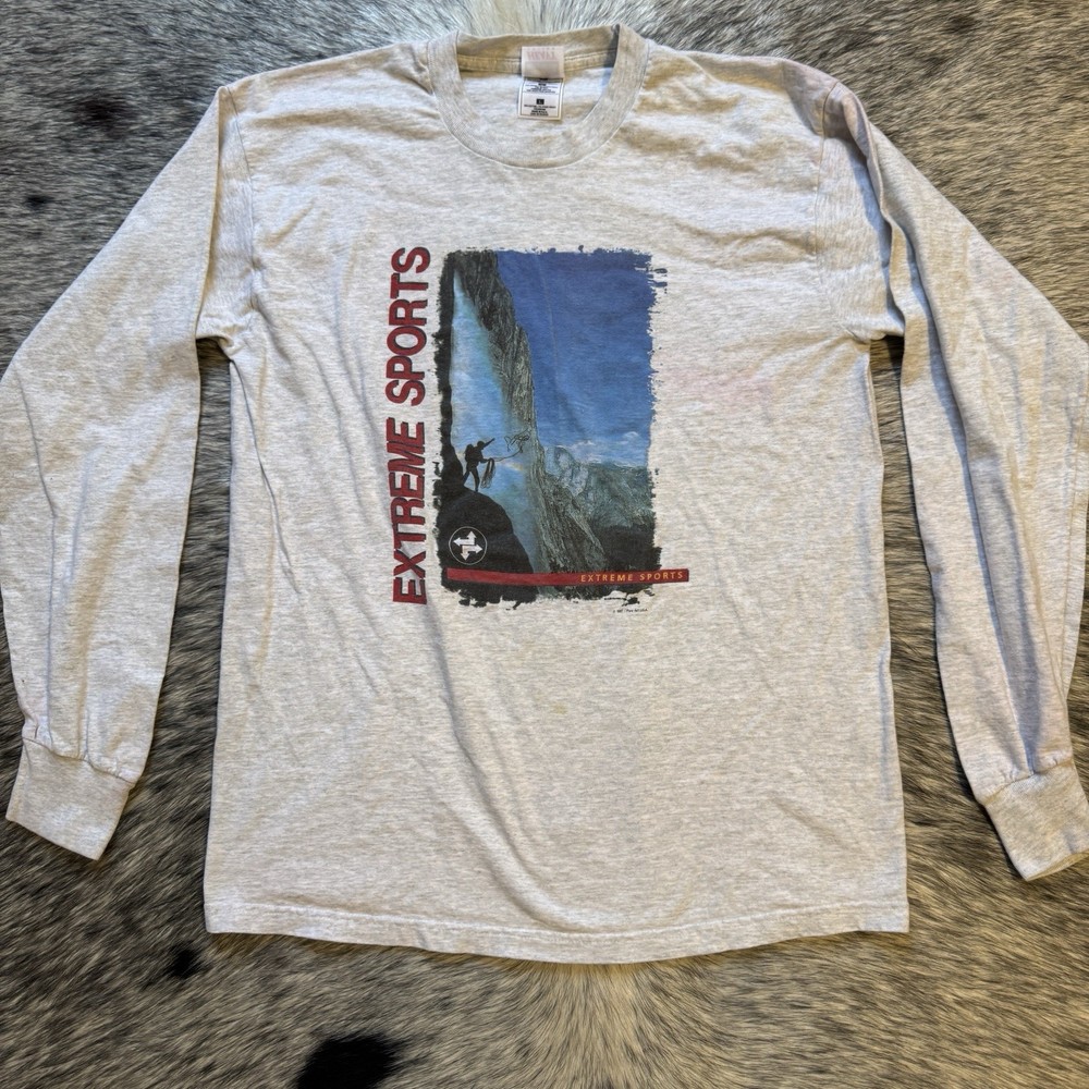 🔥 Vintage 1997 Extreme Sports Long Sleeve Graphic Tee Gray Size L