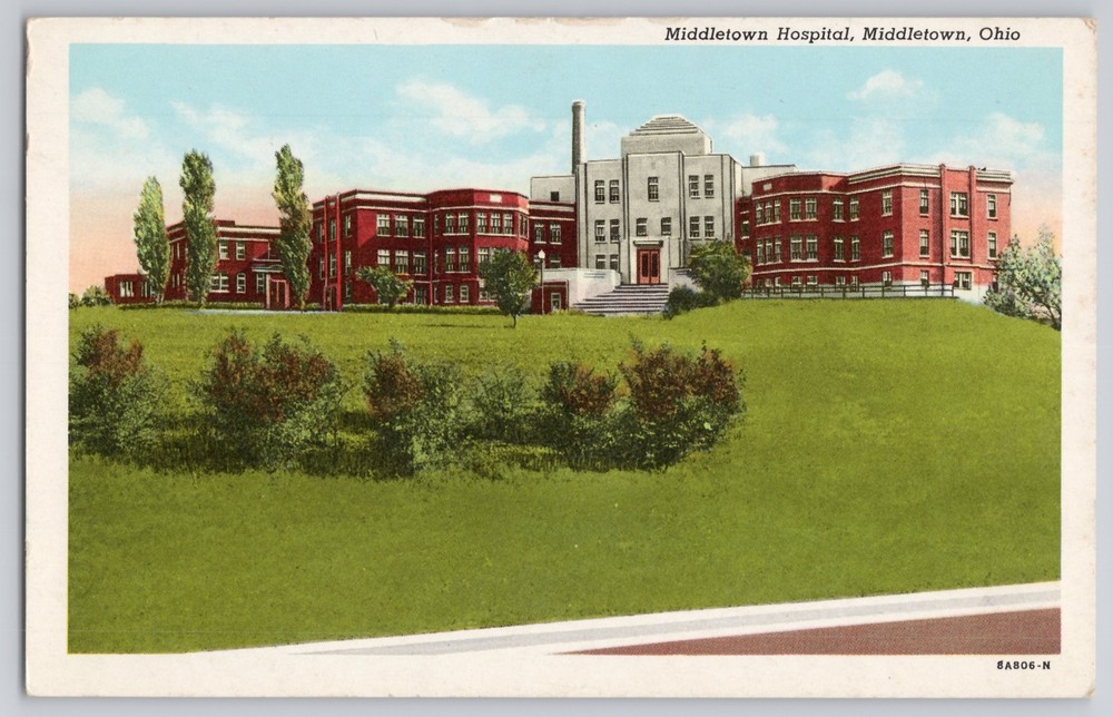 Middletown, Ohio, Hospital, Curteich C.T. American Art Series Linen