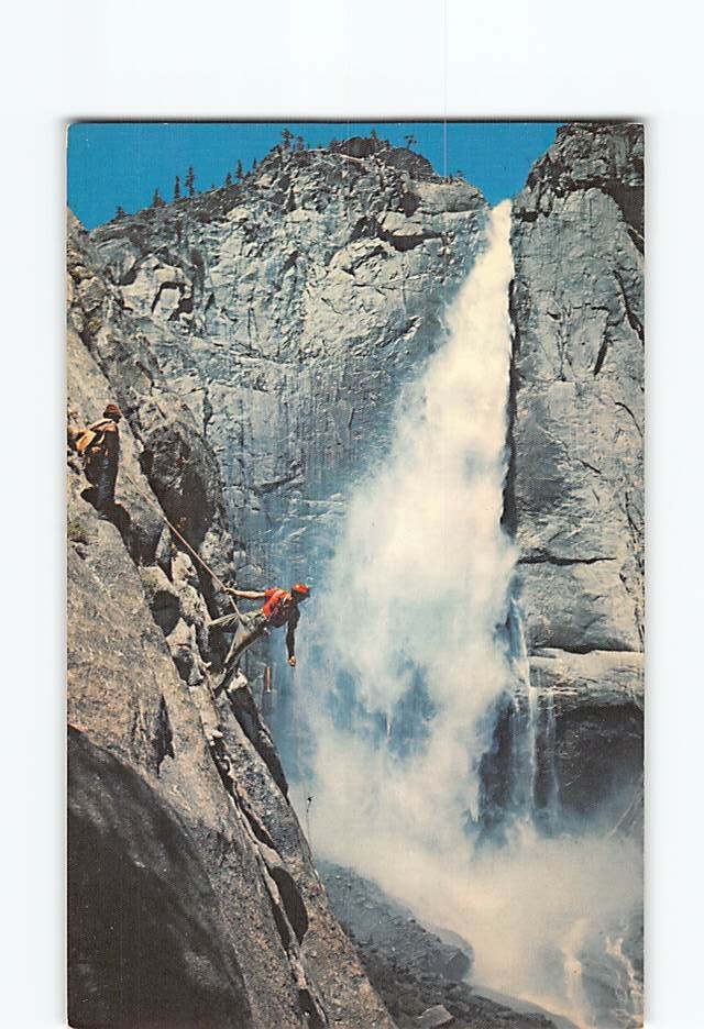 Postcard Upper Yosemite Falls And Rock Climbers Yosemite National Park CA USA