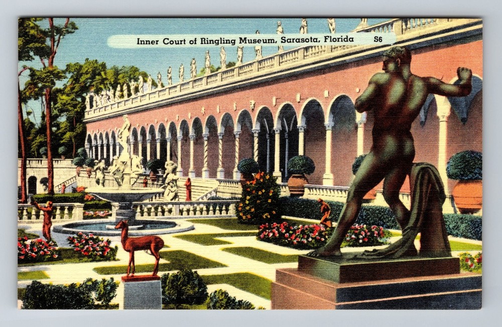 Sarasota FL-Florida Inner Court Of Ringling Museum Vintage Postcard