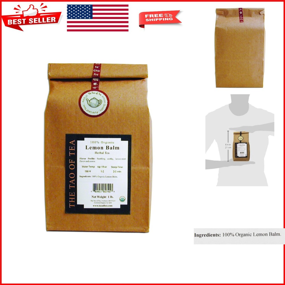 100% Organic Lemon Balm Herbal Tea - Caffeine-Free, Soothing Flavor (1 lb)