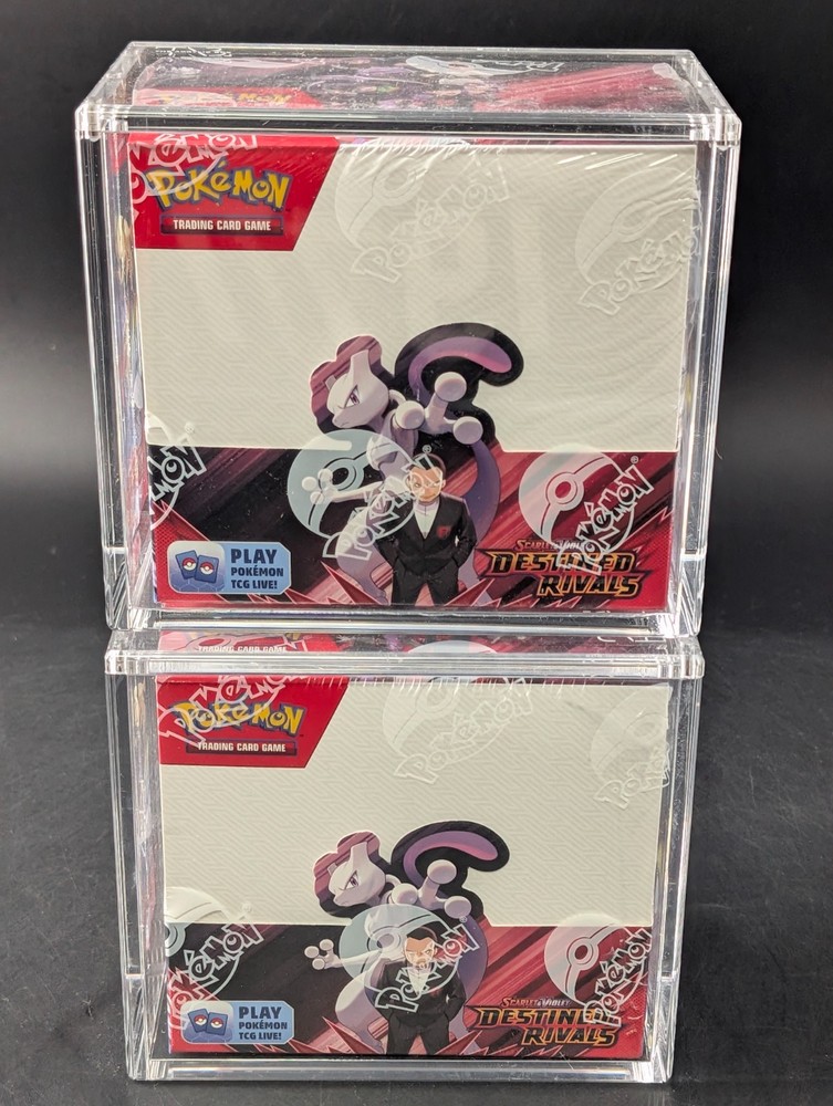 Lot (2) Pokemon SV10 Destined Rivals English Booster Boxes Sealed w/ AcrylicProbstein is actively accepting consignments