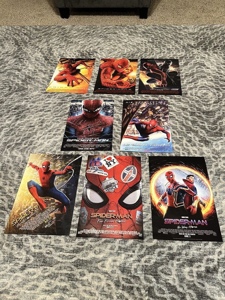 FULL SET 2024 SPIDERMAN RERELEASE POSTERS LOT 11x17, 1 OF EVERY MOVIE. AUTHENTIC
