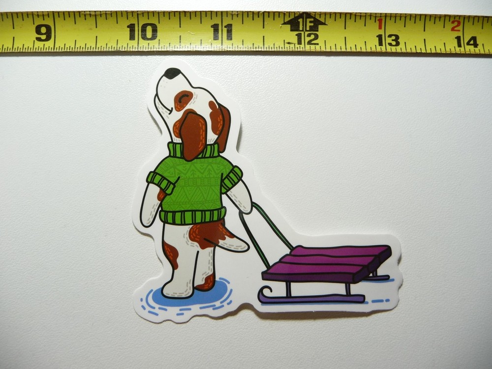 Winter Sports Puppy Dog Sled Decal Sticker for Snow Play