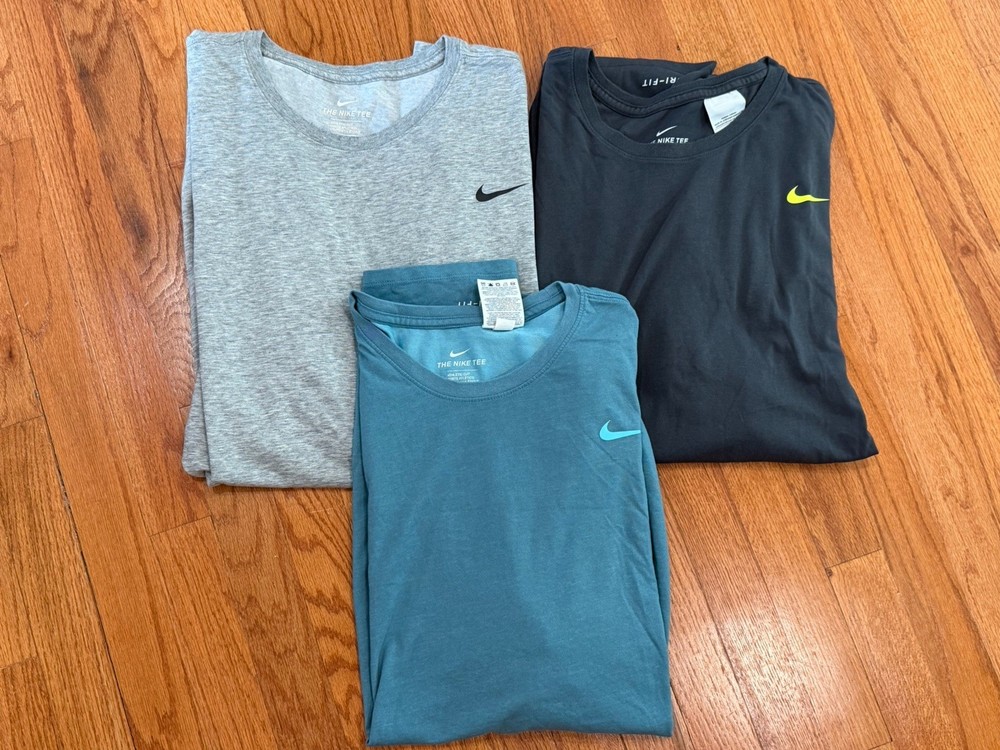 Men’s Lot Of 3 Nike Dri-Fit Short Sleeve T-Shirts Black Blue Grey Size 3XL