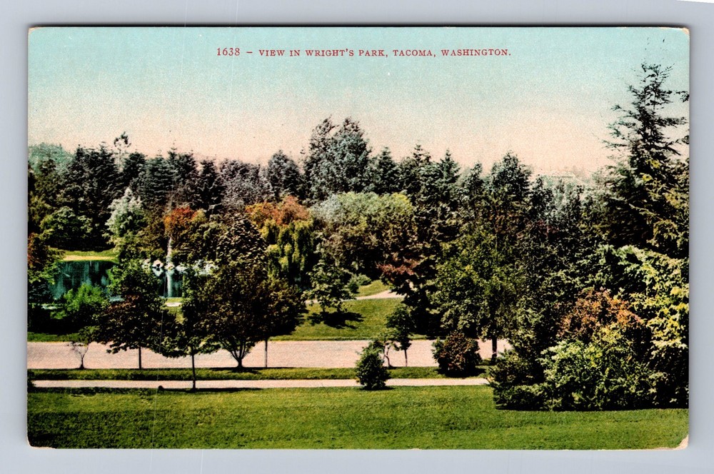 Tacoma WA-Washington View In Wright's Park Vintage Postcard