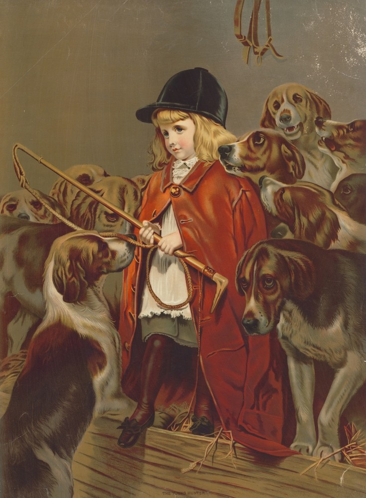 9665.Decoration Poster.Room Wall art.Home interior decor.Girl hunter and dogs