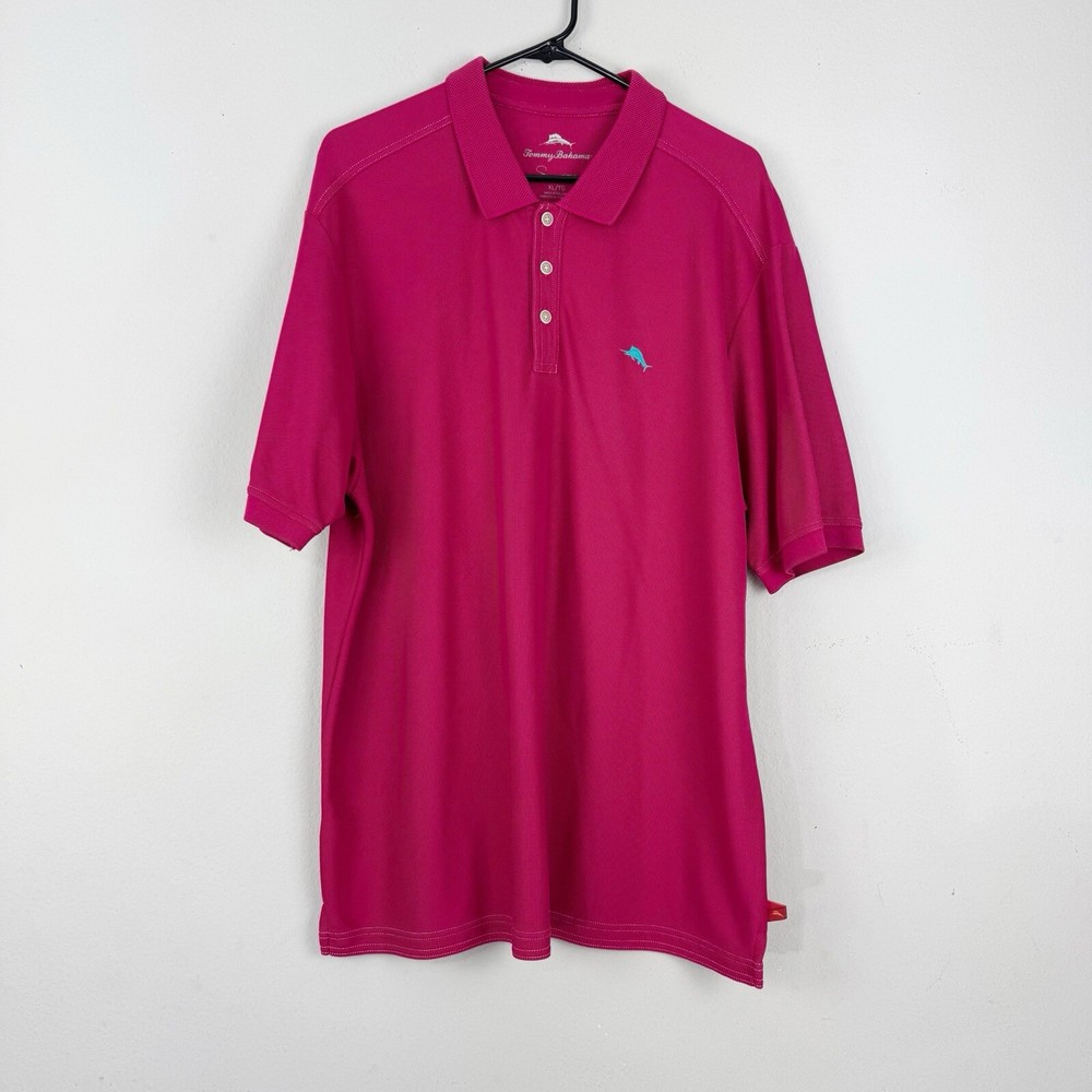 Tommy Bahama Men's Supima Polo Shirt XL Magenta Short Sleeve