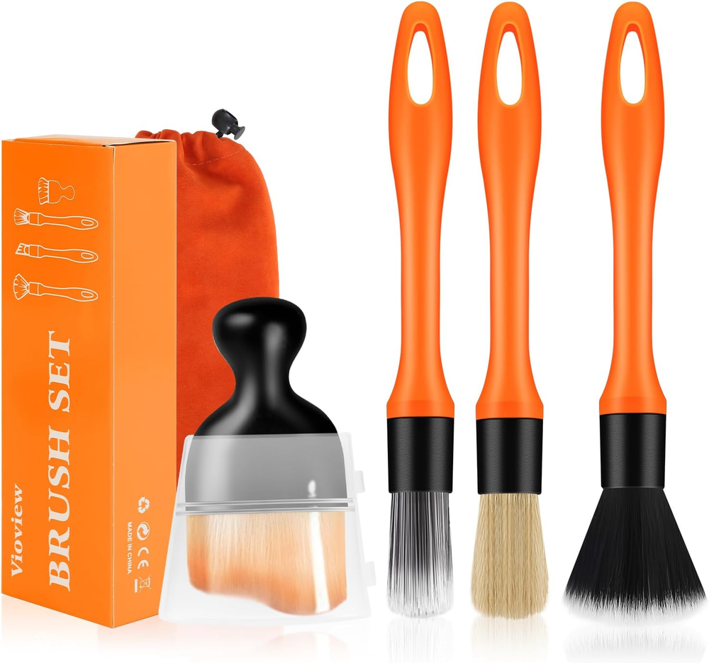 4Pcs Car Detailing Brush Set, Car Cleaning Brush, Interior Car Cleaner Supplies