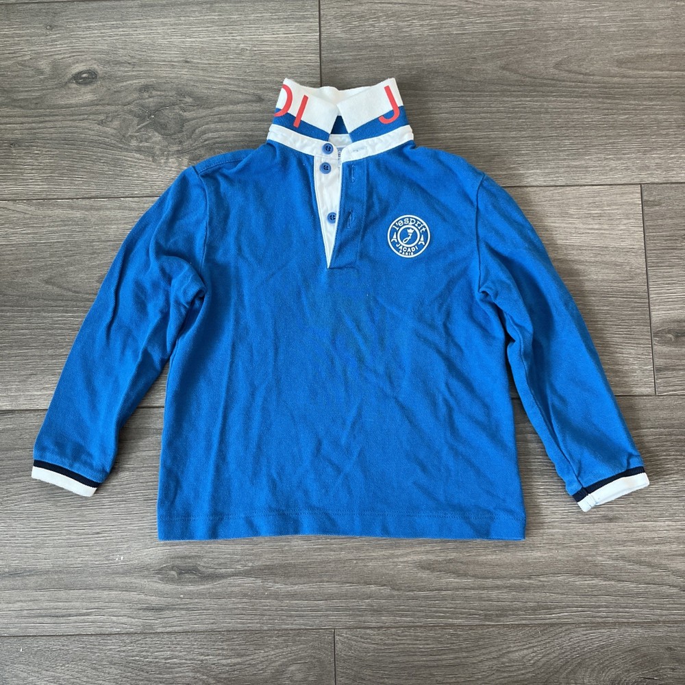 Jacadi Paris 3A Toddler Polo Long Sleeve Knit Blue
