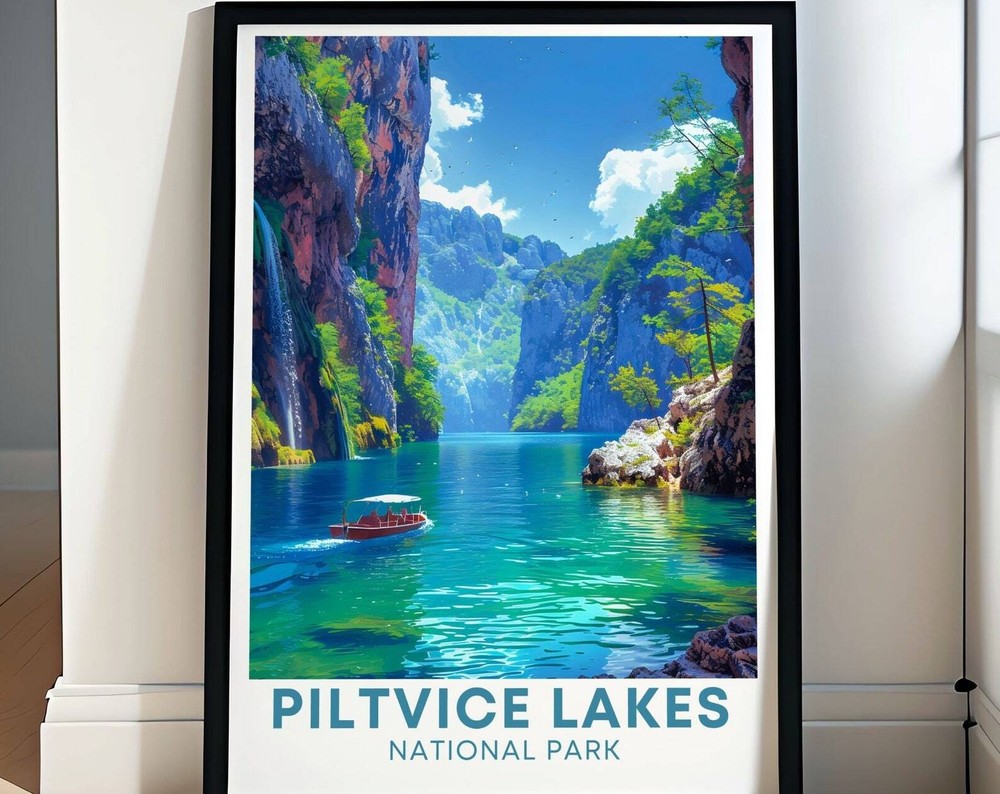 Plitvice Lakes Print Kozjak Lake Decor Plitvice Lakes Wall Art Croatia Poster