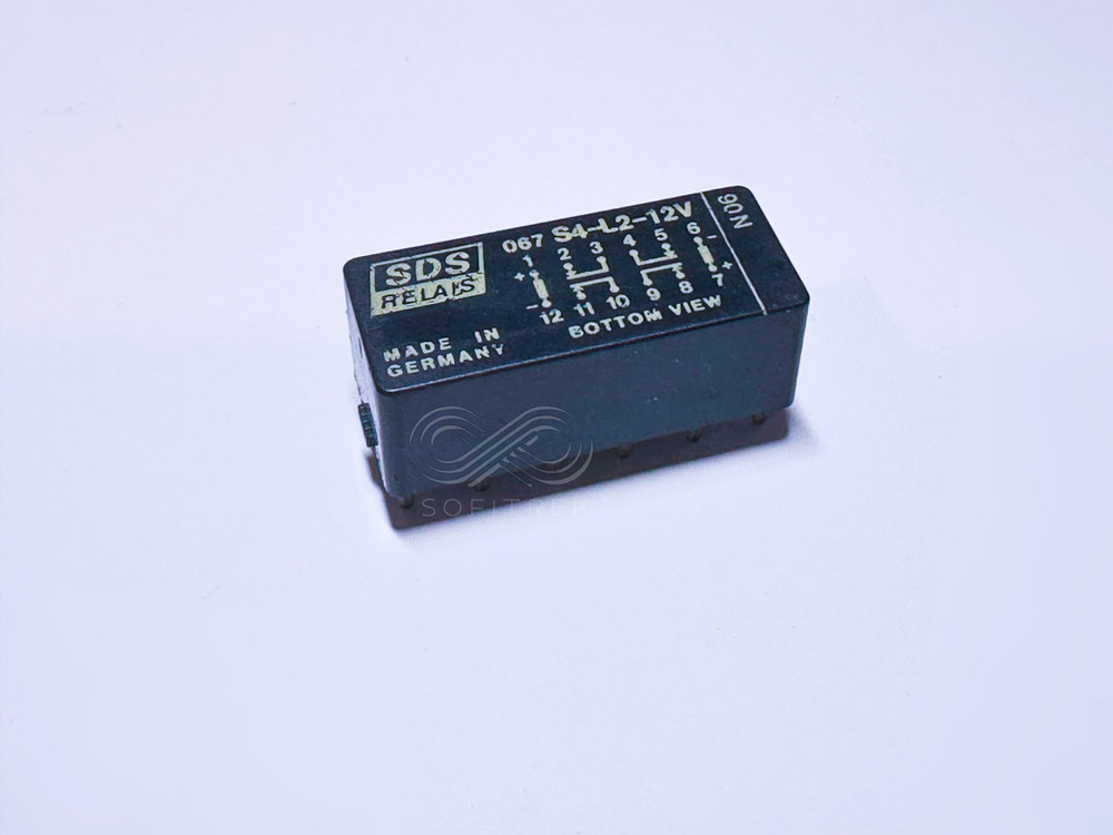S4-L2-12V SDS RELAIS Polarized PCB Relay 12VDC 4PST-NO 4A 12-Pin 2 Coil Latching