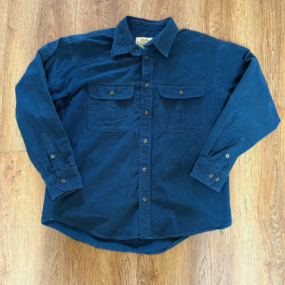 Cabelas Deerskin Soft Chamois Navy Blue Heavyweight Cotton Shirt Mens L Gorpcore