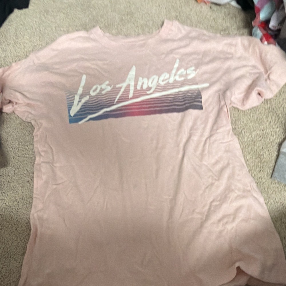 American Eagle Women's Pink Los Angeles Graphic Crew Neck Short Sleeve Tee XS