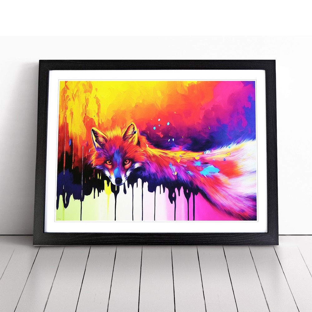 Dripping Paint Fox Vol.1 Abstract Wall Art Print Framed Canvas Picture Poster