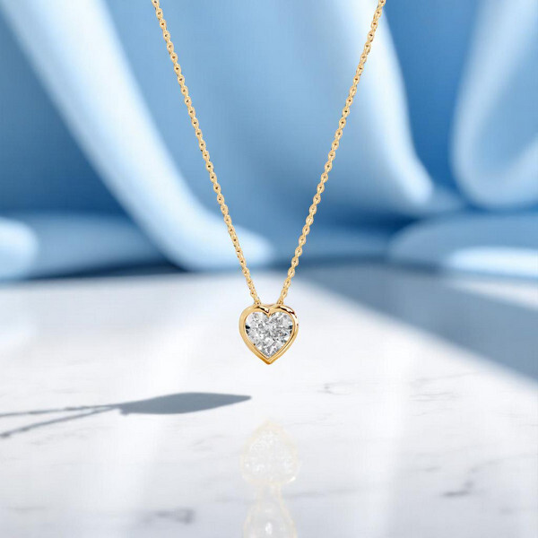 14k Solid Yellow Gold IGI Certified 2 Ct. Heart Shape Lab Grown Diamond Necklace