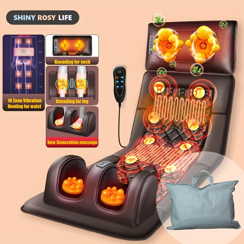 熱と振動付き 10 ゾーンフルボディマッサージパッド-バックネックレッグリラクゼーション