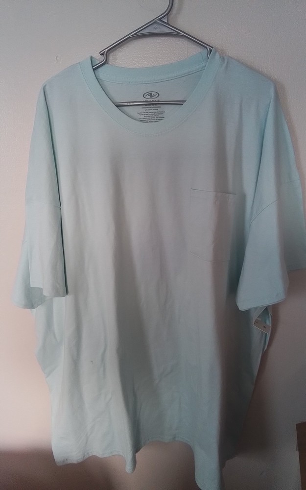 AthleticWorks Men's Aqua Short Sleeve Crew Neck Pocket T-Shirt Size 4XL
