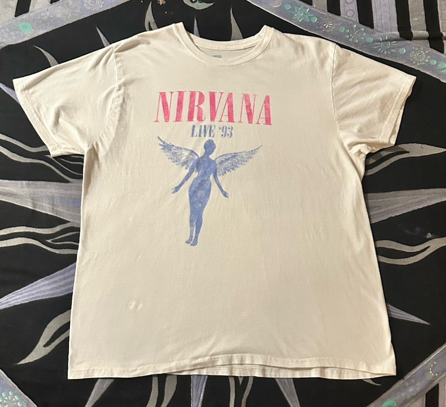 Nirvana 2023 Womens Size 3X White Cotton Live 93 Grunge Rock Band T Shirt