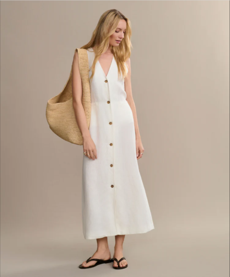 Jenni Kayne Dress Womens Medium White Linen Callan
